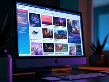 Computer screen showing stock asset library website